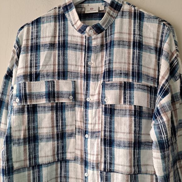 Adriano Goldschmied Smith Plaid Flannel Button Down Shirt Jacket Shacket Size S - Picture 5 of 10